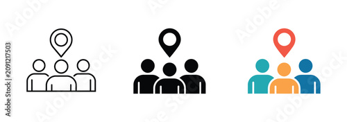 Tableau sur toile Social participation icon set representing community involvement through abstrac