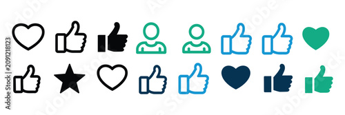 Foto Social engagement icon set featuring community interaction symbols