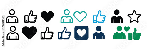 Photos Social engagement icon set featuring community interaction symbols