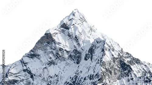 Fotografía Single snowy mountain peak with steep rocky slopes isolated on transparent background png high res