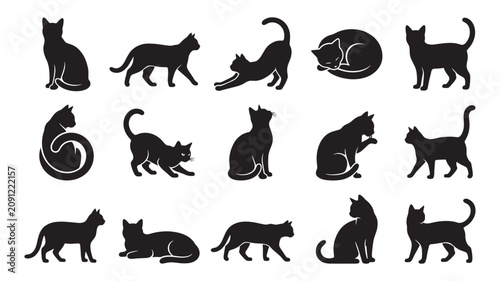 Cuadro en lienzo Halloween Cat Poses Silhouette Collection