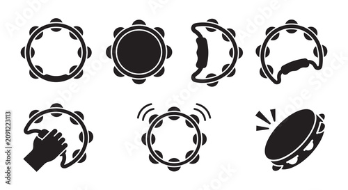 Canvastavla Tambourine Collection In Black Silhouette percussion instrument