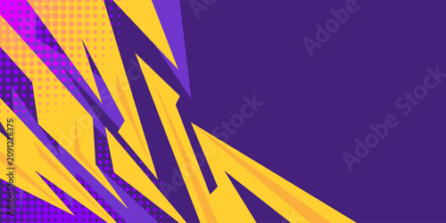 Yellow and purple abstract racing background with grunge texture, and halftone effect