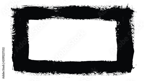 Fotografie Black grunge ink splatter rectangular frame border with splatter distressed rect