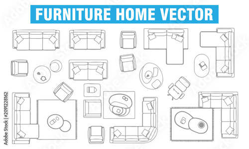 Furniture Home Vector Icons Bundle – Top View Floor Plan Furniture Layout Collection