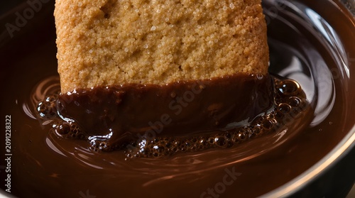 Cookie Dipping into Melted Chocolate