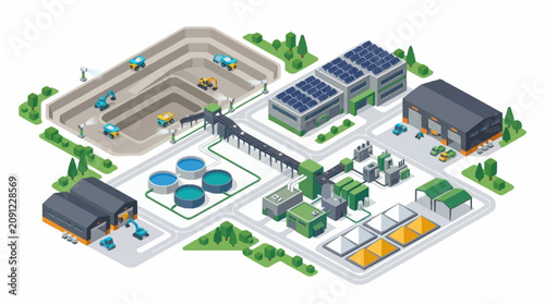 Tableau sur toile Industrial complex with solar panels.