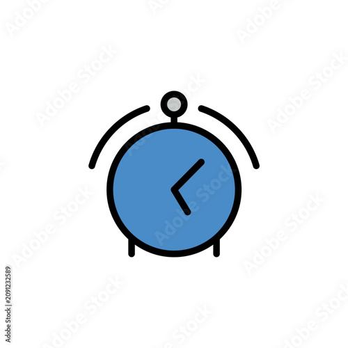 alarm Colored Outline and Fill Icon, Editable Stroke, Vector Illustration