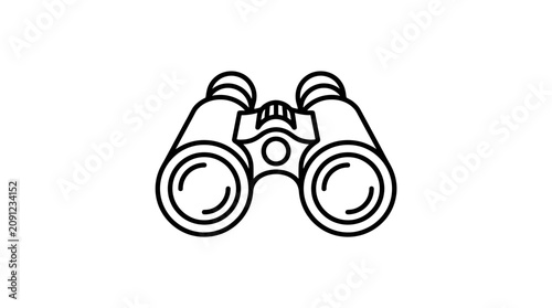Minimalist black line art icon of a pair of binoculars