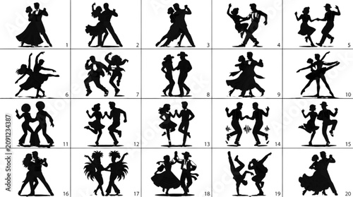 Foto A collection of diverse cartoon-style figures engaged in walking, jogging, and exercising in a clean, modern environment