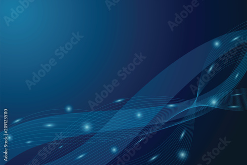 abstract futuristic ai neural network and flowing digital data wave vector blue background with copy space