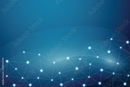 abstract technology digital data network futuristic ai flowing wave with copy space vector blue background