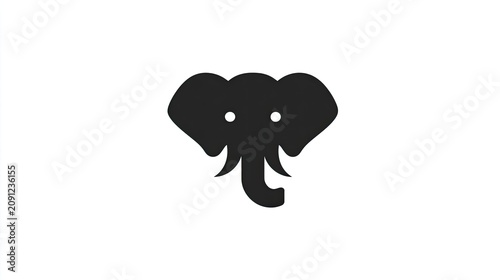 Stylized black silhouette depicting the head of an elephant centered against a plain white background