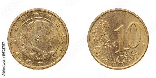 10 Euro cent coin 2018. png isolated on transparent background.