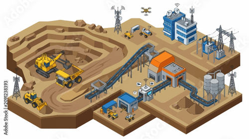 Bild auf Leinwand Industrial mining excavation site operations.