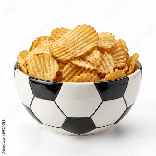Premium ceramic soccer ball snack bowl with glossy black white polygon design.