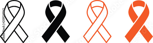 Awareness ribbon icons set for social media campaigns and charity events