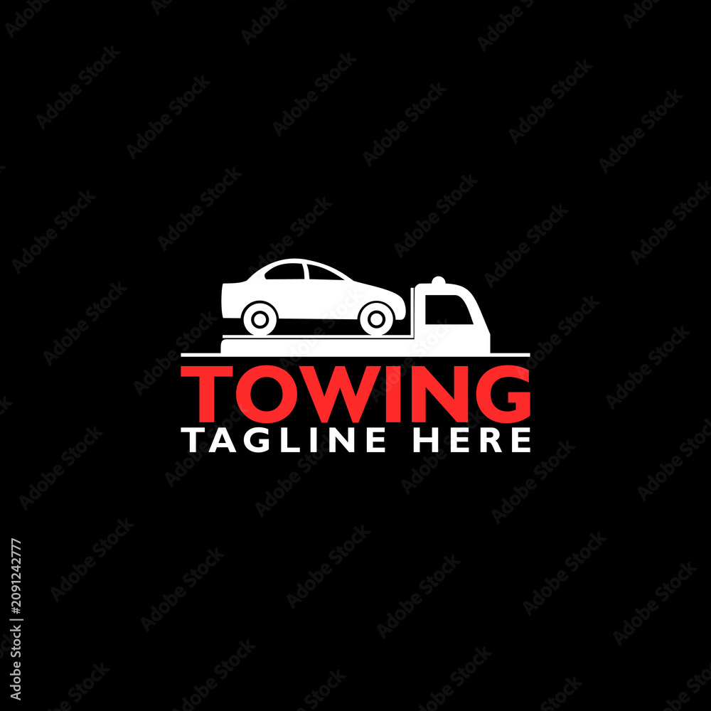 Obraz premium Towing car logo icon isolated on black background