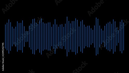 A white waveform pattern on a black background, depicting an audio signal’s amplitude variations over time.