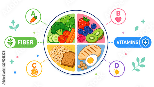 Foto Healthy meal balanced with fiber, vitamins, and nutrients