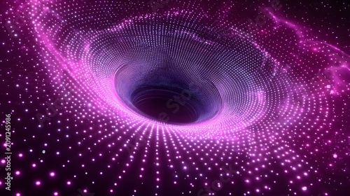 Glowing Purple Digital Vortex of Light Points