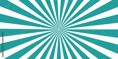 Tableau sur toile A radiant teal and white sunburst pattern creates a dynamic visual effect, emanating from a central point