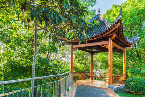 A Chinese-style gazebo in a park in China