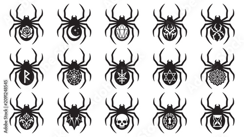 Schilderij op canvas Halloween Spider Icon Bundle Collection