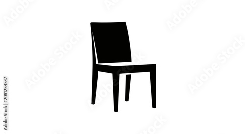 фотографія Simple black chair with four legs with chair straight backrest legs white backgr
