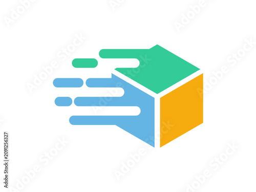 Bild auf Leinwand Box fast express logo icon design vector template