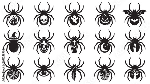Foto Halloween Spider Silhouette Icon Collection