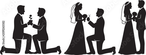 Photos Wedding proposals and celebrations silhouettes couple engagement proposal proposing marriage love event