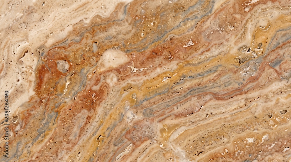 Obraz premium Elegant Beige and Brown Travertine Marble Stone Slab Texture