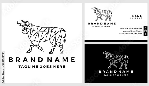 Bild auf Leinwand Geometric linear bull logo, bull or ox design vector illustration