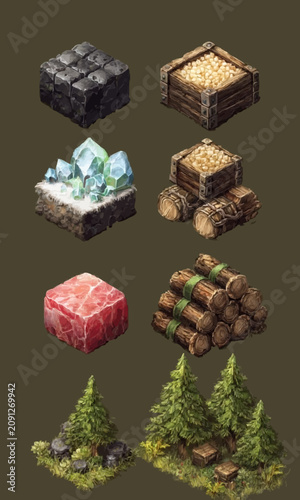 (RPG/Survival Style): Essential Crafting Materials & Resources Node 🪵💎
