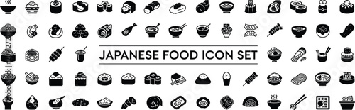 Foto Japanese food set: sushi, ramen, rice bowl, dumplings, chopsticks, chopsticks re