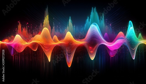 colorful sound wave on black background