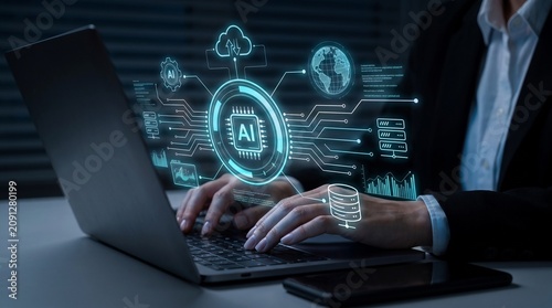 Fotografía integrated artificial(AI) intelligence systems for real-time business intelligen