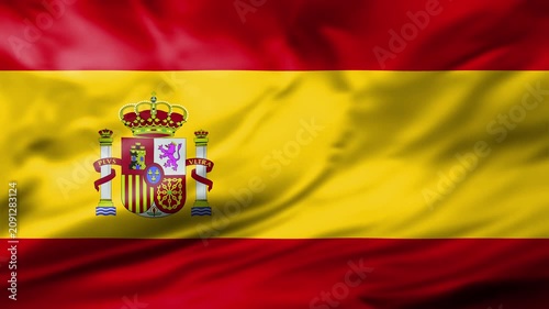 Spain Spanish National Symbol Close Up Waving Flag Animation Loop