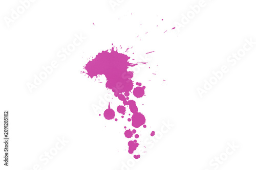 Pink paint splatter on white background