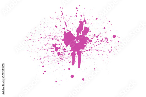 Pink paint splatter on white background, abstract art