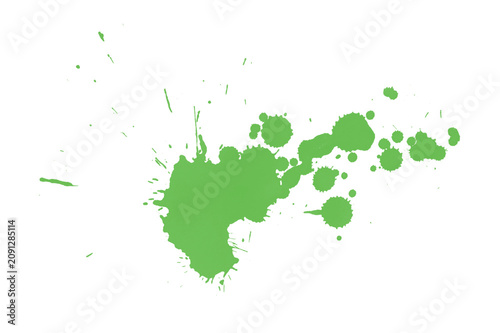 Silhouette of Australia Map in Vibrant Green with Splatters on White Background