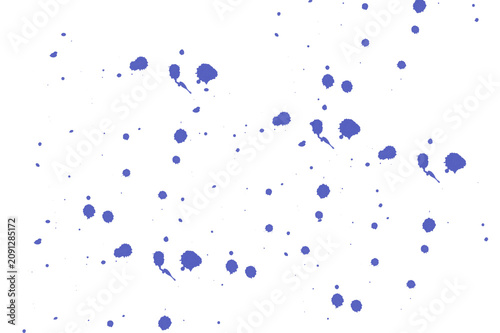 Blue paint splatters on white background, scattered drops