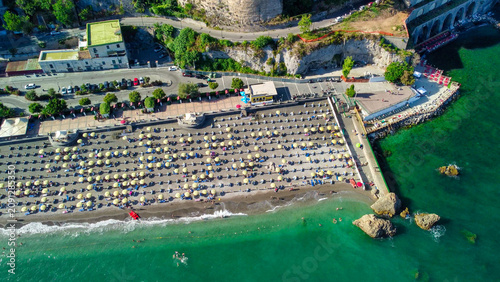 Bild auf Leinwand High altitude drone capture of Marina di Vietri coastline in Campania region Ita