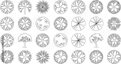 Photos Large set of landscape tree symbols top view and elevation architectural plan ic