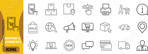 Obraz na plátně Online shopping e-commerce vector icons