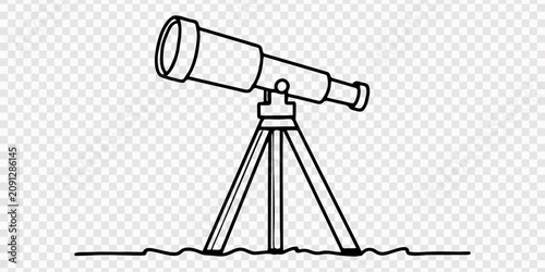 Photos Telescope mounted on tripod standing on continuous line background