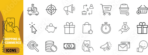 Obraz na plátně Shopping e-commerce vector icon set
