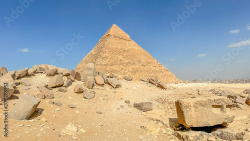 Fotografie The majesty of the Egyptian pyramids, Cairo, Giza