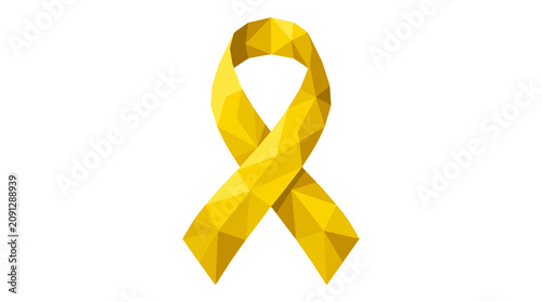 Yellow awareness ribbon symbol representing support, remembrance, and advocacy for causes